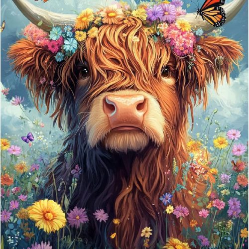 Canrichshop Highland Cow Diamond Painting Kits for Adults,Diamond Art Kits for Beginners 5D Full Drill Diamond Dot,Gem Art Crafts for Adults Wall Decor 12x16inch