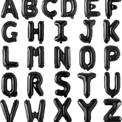 1 Letter Balloons 16 Inch Mylar Foil Alphabet Letter A-Z Balloons Set for Wedding Birthday Party Decoration Banner Custom Phrase 26 Pieces(Black)