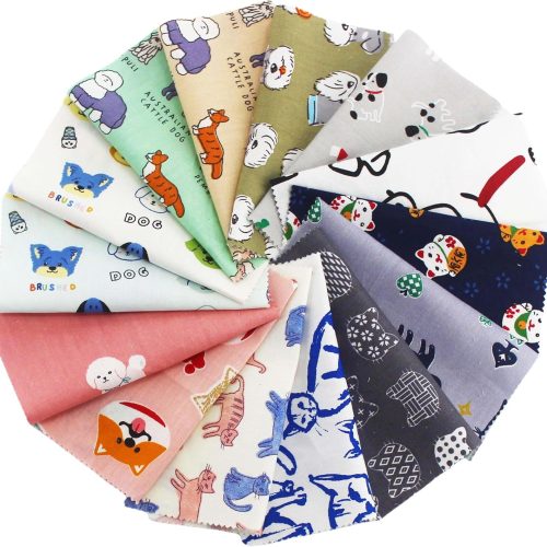 1 Cute Cat & Dog Charm Pack 5 Inch Precut Quilt Fabric Squares, 42 PCS 100% Cotton Fabric for Quilting, Sewing & Patchwork