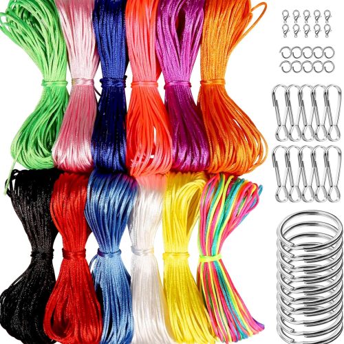 1 FDNDAMEI 12 Colors Nylon String for Bracelets, Waxed String for Bracelet Making, Satin Nylon Cord for Jewelry Making, Nylon Beading Thread for Craft, String for Bracelet, Necklace, Knit Craft 12 Rolls
