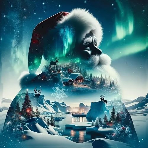 1 Christmas Diamond Art Kits for Adults - Santa Claus Diamond Painting Kits for Adults, 5D DIY Full Round Drill Paint With Diamonds Dots Gem Art Crafts Kits for Home Decor Gift 12x12inch (Aurora)