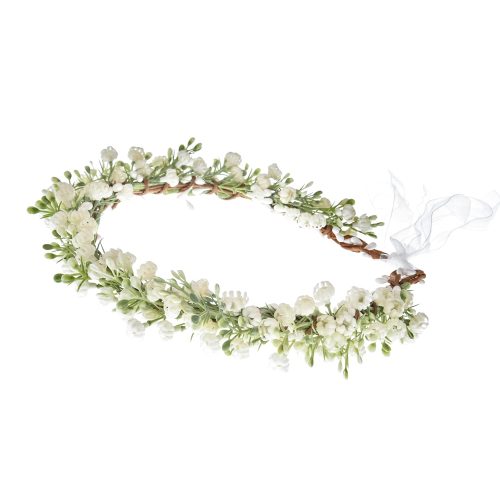 1 Artificial Baby Breath Green Headpiece Bridal Flower Crown Eucalyptus Halo Wedding Leaf Floral Crown Headband Photo Prop (01 White)
