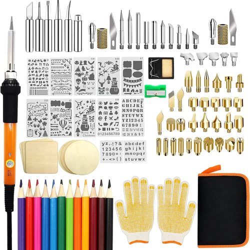 1 Wood Burning Kit, 110 Pieces Wood Burning Tool with Adjustable Temperature 200-420°C, Professional Wood Burner Pen for Embossing Carving Soldering