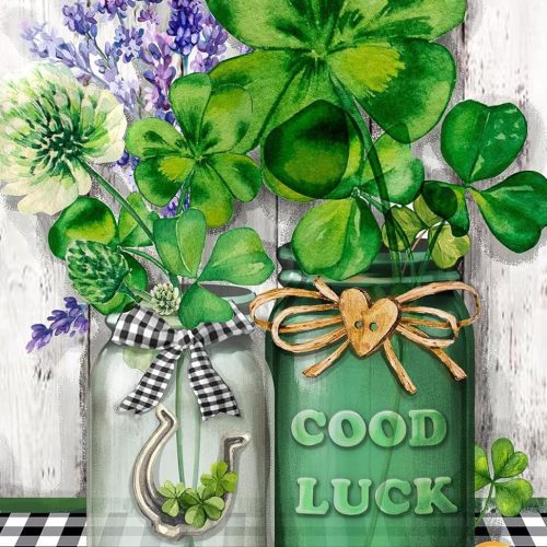1 Eterkosu St.Patrick's Day Counted Cross Stitch Kits for Adults, Flowers Stamped Cross Stitch Kits for Beginners, Needlepoint Cross-Stitch Patterns Embroidery Kits Arts and Crafts for Home Decor