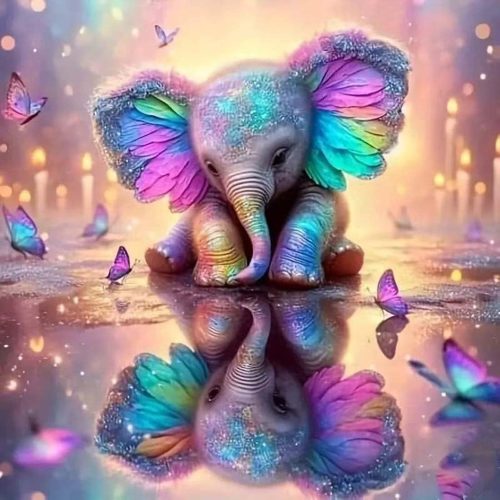 1 SHICERNHJ 5D Diamond Painting Kits for Adults, Animal Elephant Full Drill Diamond Painting Kits for Beginner,DIY Butterfly Round Diamond Dots for Adults Gem Art Home Wall Decor 14 X 14Inch