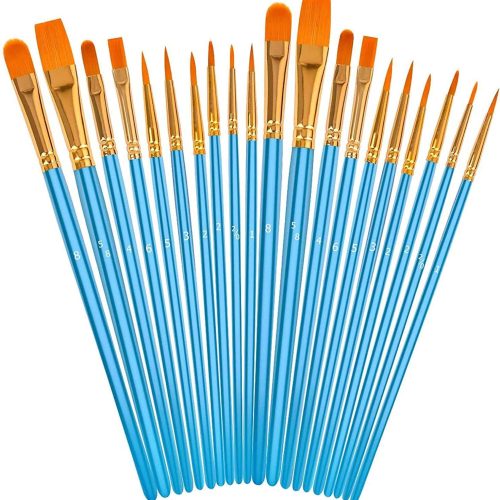 1 Soucolor Acrylic Paint Brushes Set, Easter Basket Stuffers, 20Pcs Round Pointed Tip Artist Paintbrushes for Acrylic Oil Watercolor Canvases Rock Body Face Nail Miniature Detailing Drawing Art Supplies