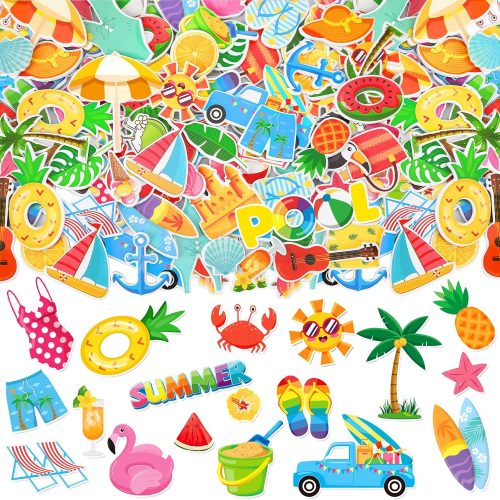 1 JULBEAR Summer Foam Stickers,300 Pcs Bulk Self-Adhesive Hawaiian Beach Stickers for Arts Crafts Beach Theme Summer Birthday Party Favors Decoration Home DIY Supplies | Foam Stickers, Beach Theme Summer Birthday Party Favors, Arts Crafts for Kids, 300 Pcs Bulk Hawaiian Decoration Home DIY