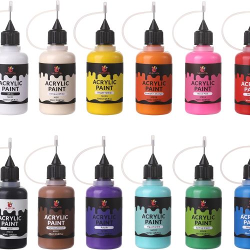 1 MUBYOK 1oz Matte Acrylic Paint Set with Precision Applicator Cap for Car Freshie Painting, Drawing and DIY Arts & Crafts Supplies for Adults(Pack of 12)