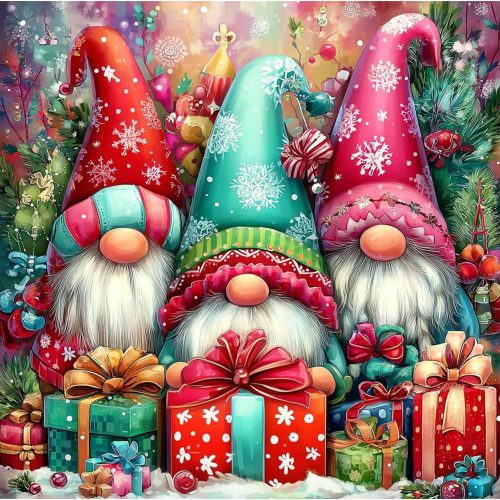 1 Reivworl Christmas Paint by Numbers Kit for Adults Beginners, Gnome Paint by Numbers, Adult Paint by Number Kits for Gifts and Home Wall Decor 16x16 Inch