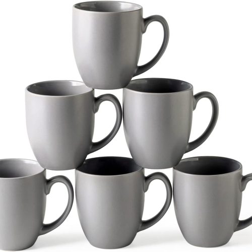 1 AmorArc Coffee Mugs Set of 6, Ceramic coffee mugs with large handle for Men Women,16oz Coffee Mugs for Coffee,Tea,Latte,Cocoa. Easy to Hold&Clean, Dishwasher&Microwave Safe, Matte Grey