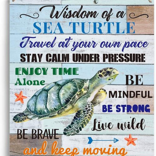 1 YCYD Sea Turtle Decor, Friends Inspirational Turtle Gifts, Wall Art Wooden Hanging Sign Decor, for Office Bedroom Living Room Home Decoration 10x8 Inch
