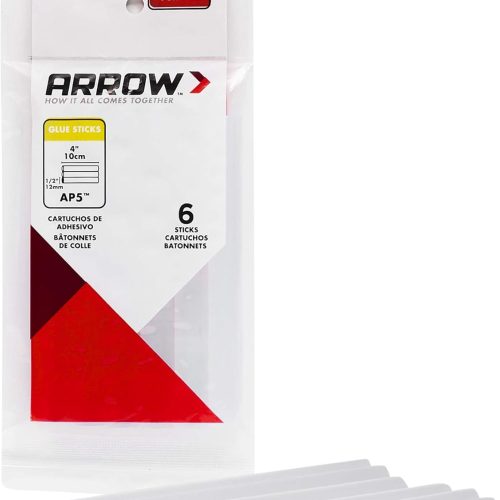 1 Arrow AP5 All Purpose Mini Glue Sticks for Hot Glue Guns, Use for High Temp and Low Temp Crafting, Hobbies, and General Repair Projects, 4-Inch by 1/2-Inch, Clear, 6-Pack