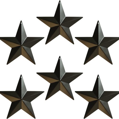 1 5.5" Barn Stars for Outside - Set of 6 Rusty Metal Stars for Crafts and Star Decor - Metal Star Wall Decor (Black)…