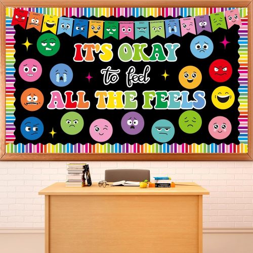 1 Feeling Bulletin Board Set Mental Health Classroom Decorations Growth Mindset Back to School Wall Art Decor Emotion Cutouts Feeling Chart for Kid Teacher School Counselor Therapy Calm Corner Supplies