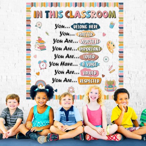 1 Boho Classroom Bulletin Board Decoration Set Back to School Motivational Bulletin Board Rainbow Affirmative Positive Class Wall Decor Positive Inspire Paper Cutout for Elementary Preschool