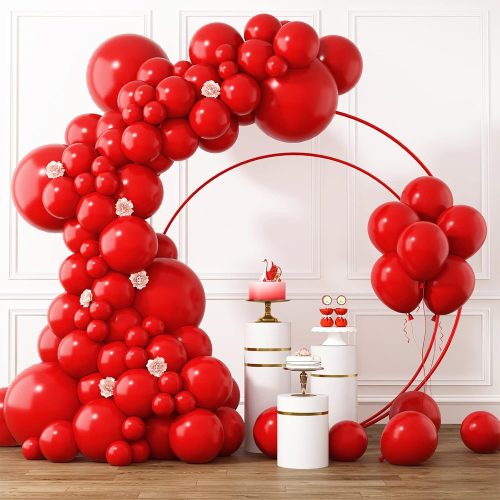1 RUBFAC Red Balloons, Different Sizes 105pcs 5/10/12/18 Inches for Garland Arch, Gender Reveal Latex Balloons for Birthday Wedding Valentines Day Baby Shower Graduation Party Christmas Decoration