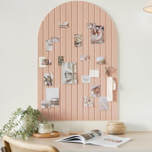1 Large Arched Felt Bulletin Board - Stylish Perfectly Sized 35" x 24" Cork Board Alternative for Office & Wall Decor – 6 Customizable Adhesive Tiles with Pins are Perfect to Display Your Photos