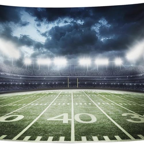 Emvency Tapestry Stadium Football Stadium Field Light Night Football Turf Home Decor Wall Hanging for Living Room Bedroom Dorm 60x80 Inches