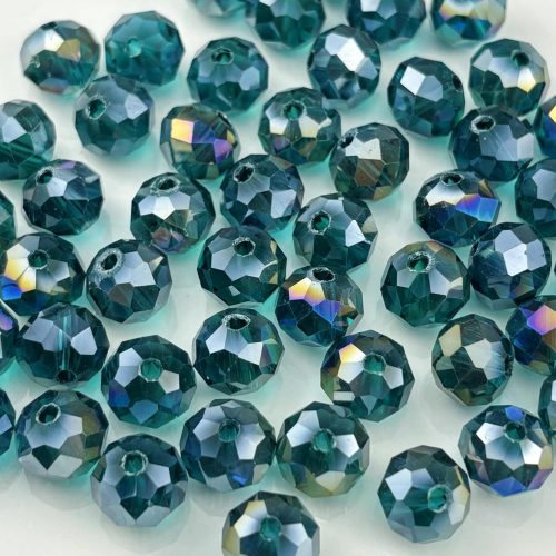 1 50pcs 10mm Crystal Glass Beads for Crafts Faceted Rondelle Glass Beads for Jewelry Making Crystal Spacer Beads for Necklaces Bracelets Earrings DIY Craft(Peacock Blue AB)