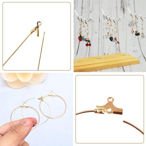1 Earring Making Kit with 740 PCS Beading Hoop Earring Finding Component Accessories Hooks Jump Rings Loop Earring Backs Beads and Charms for Jewelry Making(740)