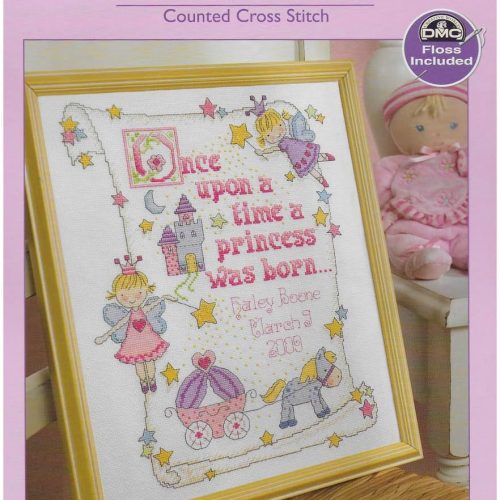 1 Bucilla Counted Cross Stitch Birth Record Kit, 10 by 13-Inch, 45328 Princess, Pink