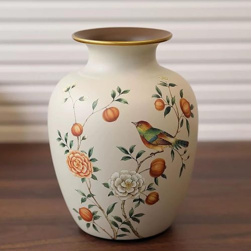 1 Ceramic Flower Vase, Vintage Home Decor Vases, Farmhouse Decorative Vases for Table, Shelf Bookshelf, Mantel, Entryway and Centerpieces