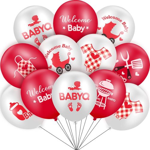 1 Jerify 56 Pieces 12 Inch Baby Q Latex Balloons for Shower, Party Supplies Set for Summer BBQ Picnic Birthday (Red)