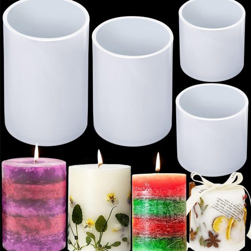 1 Silicone Candle Molds, 4In and 3.5In and 2.5In and 2In Cylinder | For Candle Making, Epoxy Resin Casting, Candlestick Make