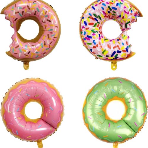 1 4PCS Donut Foil Balloons Kit Large Multicolor Sprinkle Aluminum Film Balloons for Baby Shower Donut Themed Party Birthday Decoration