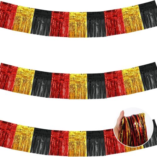 1 BEISHIDA 3 Packs Metallic Foil Fringe Garland Red Gold Black Wall Hanging Tinsel Fringe Banners for Car Floats Bridal Shower Wedding Birthday Graduation Holiday Party Decoration(30 Feet)