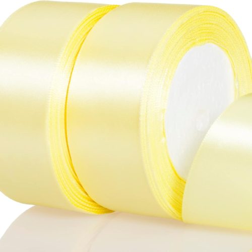 1 ATRBB 1 1/2 Inch Baby Maize Satin Ribbon, 50 Yards Solid Fabric Ribbon for Gift Wrapping, Bouquets, Wedding and Home Decor, 25 Yards/roll x 2 Rolls