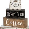 CT0321-SM-07GT_1 Lineshading 4 Pcs Halloween Coffee Table Decor Wooden Ghost Coffee Bar Sign | Stackable Blocks Bar Farmhouse Rustic Ghost Tiered Tray Festive Boo Decor Block Signs Home Office Kitchen Shelf