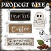 CT0321-SM-07GT_3 Lineshading 4 Pcs Halloween Coffee Table Decor Wooden Ghost Coffee Bar Sign | Stackable Blocks Bar Farmhouse Rustic Ghost Tiered Tray Festive Boo Decor Block Signs Home Office Kitchen Shelf