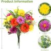 Artificial Flowers Faux Gerbera Daisies Flowers Bouquet (13.38in) | Fake Silk Flowers Arrangements Cemetery Flowers for Grave for Home Indoor Table Vase Wedding Party Decor