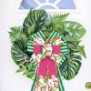 CT0327-ERB-32GT_3 Hying Large Summer Bows for Wreath, Spring Summer Wreath Bows Green Stripes Bows Pink Burlap Bow Flamingo Farmhouse Craft Bows for Front Door Summer Birthday Party Decorations Supplies