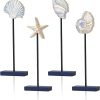 CT0401-ADC-01GT_1 Smile 4 Pcs Wooden Decor Summer Indoor Decorations, Conch Starfish Shell Nautilus, Summer Table Centerpieces for Home Kitchen Seasonal Display