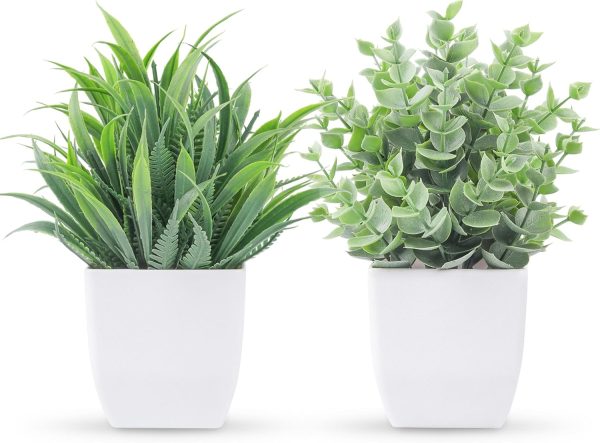 CT0404-NK-10GT_1 Der Rose 2 Pack Fake Plants Small Plants for Bathroom Office Decor | Mini cute faux plants, table desk home laundry room entryway decor, bathroom classroom decor, maintenance-free