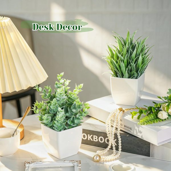 CT0404-NK-10GT_3 Der Rose 2 Pack Fake Plants Small Plants for Bathroom Office Decor | Mini cute faux plants, table desk home laundry room entryway decor, bathroom classroom decor, maintenance-free