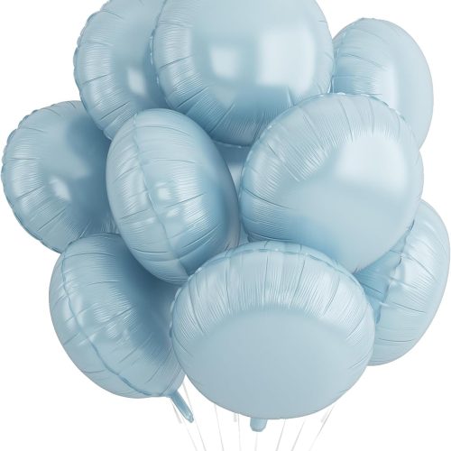 CT0412-BR-80GT_1 20PCS Round Shaped Foil Balloons, 18 Inch Round Foil Balloon, Retro Blue Round Aluminum Giant Balloon For Birthday Party Boho Wedding Bachelorette Anniversary Celebration Engagement Baby Shower Decor