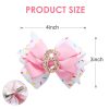 Birthday Hair Bow for Baby Girls 1 2 3 4 5 6 Years Sprinkle Decorations Confetti Ice Cream Party Pink Hair Accessories for 6th Birthday