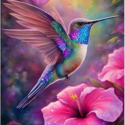 CT0423-PTR-90GT_1 Fountor Hummingbird Diamond Art Kits for Adults, Bird Flower Diamond Painting Kits for Adults Beginners, DIY 5D Round Full Drill Gem Art Crafts Kits for Home Wall Decor 12x16 Inch