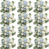 12 Bundles Dusty Blue White Artificial Peonies Silk Flowers Bulk | Fake Peony with Realistic Eucalyptus for DIY Wedding Bouquets Table Centerpieces Vase Floral Arrangements Home Decor