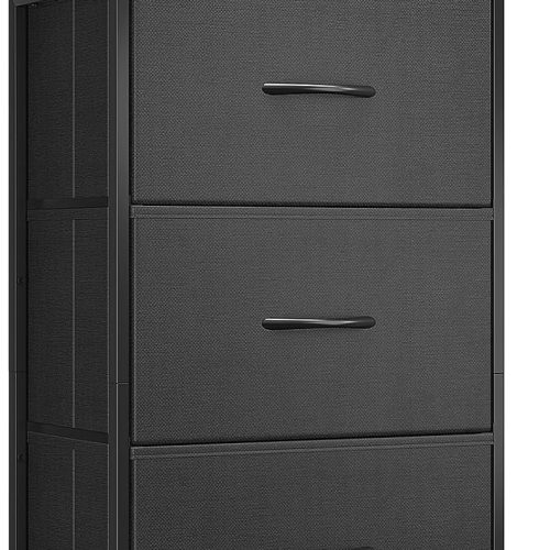 CT0425007JS_1 AODK Dresser for Bedroom Nightstand Small Dressers Chest of Drawers End Table for Living Room, Closet Dresser with 3 Storage Drawers Organizer Clothes, Black