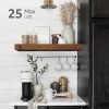 QEEIG Floating Shelves for Wall Bathroom Shelf Bedroom Kitchen Living Room Hanging Book Shelves Small Farmhouse Decor 16 inch Set of 3, Rustic Brown (015-BN3)