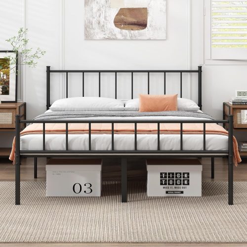 DIIYIV Queen Metal Bed Frame,Steel Slat Support,Noise Free,Easy Assembly | Queen Size Bed,Mattress Foundation,Underbed Storage,No Box Spring Needed