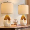 19'' Small Boho Table Lamps for Bedroom Set of 2, Farmhouse Rattan Bedroom Lamps for Living Room Rustic Home Decor, Nightstand Bedside Lamps for Sofa Table Entry Way, Suitable for Small Places