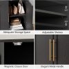 CT0427032JS_4 31.5" Modern Sideboard Buffet Cabinet with Storage, Black | Modular Media Console, Minimalist Credenza with Arched Doors, Accent Cabinet for Living Room Kitchen Dining Room Entryway