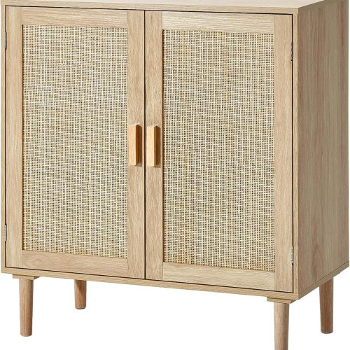 CT0427230JS_1 VEVOR Sideboard Cabinet, Buffet Cabinet with 2 Magnetic Doors and Adjustable Shelves, Sideboard Buffet for Hallway, Entryway, Living Room, or Kitchen, Natural