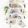 CT0428673JS_1 Fixwal Floating Shelves for Wall Set of 5, Rustic Wood Wall Mounted Corner Shelf for Bathroom, Kitchen, Bedroom, Home Decor, Laundry Room, Living Room (White)