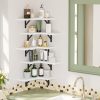 CT0428673JS_2 Fixwal Floating Shelves for Wall Set of 5, Rustic Wood Wall Mounted Corner Shelf for Bathroom, Kitchen, Bedroom, Home Decor, Laundry Room, Living Room (White)